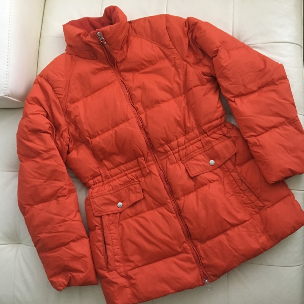 Lands End Orange Puffer Jacket